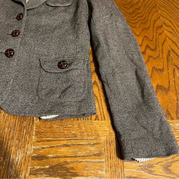Banana Republic Women's Wool Blend Cropped Blazer in Brown Tweed Sz 4 Outlander - Picture 8 of 16